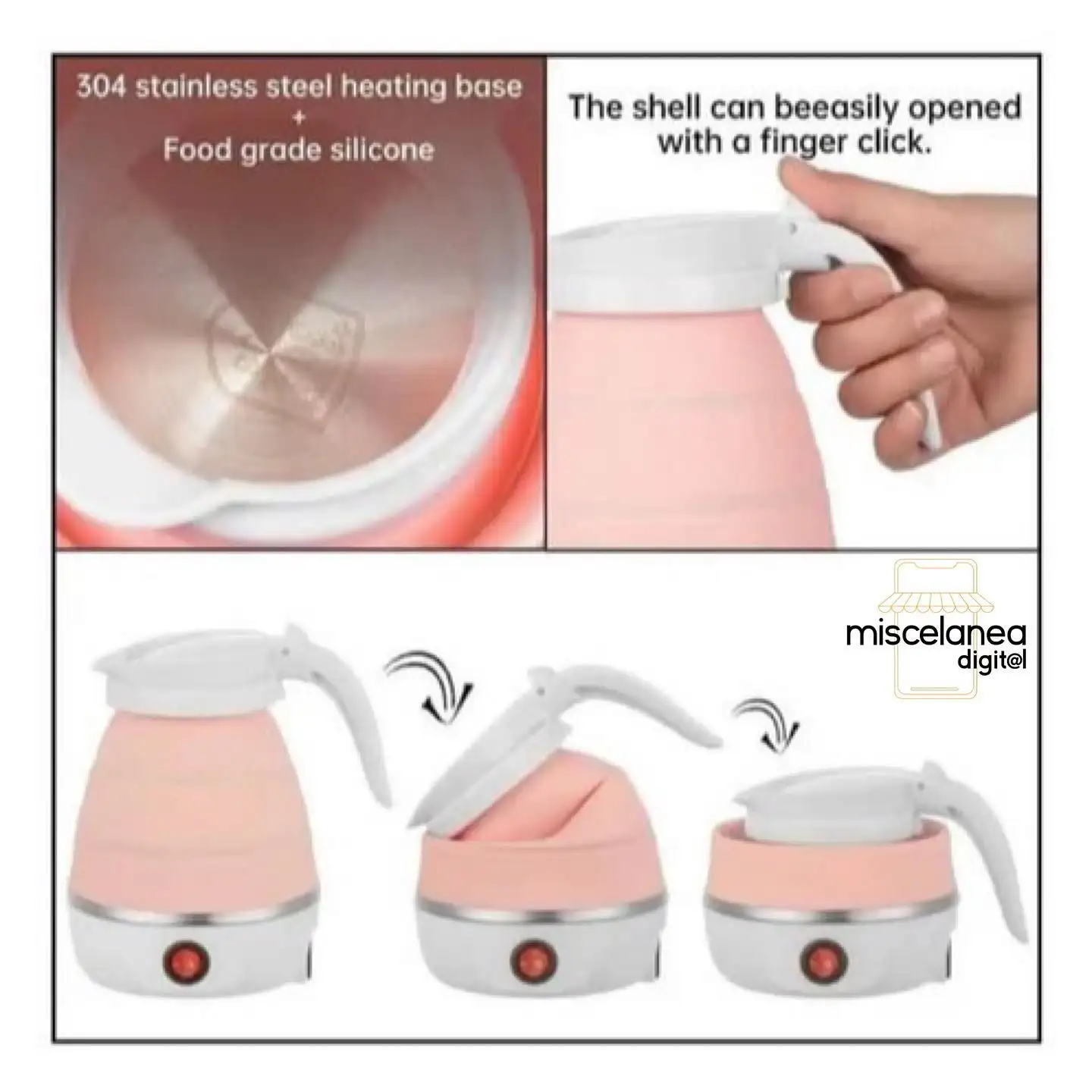 HERVIDOR-CALENTADOR DE AGUA ELÉCTRICO PLEGABLE DE VIAJE